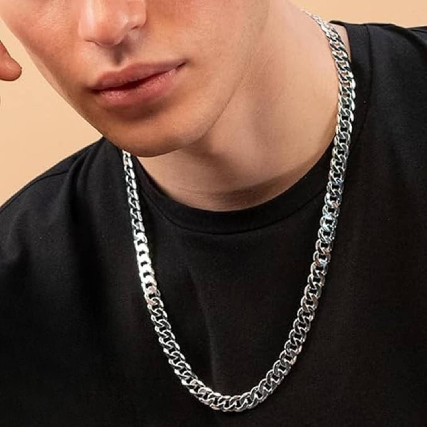 Silver Cuban link chain for men